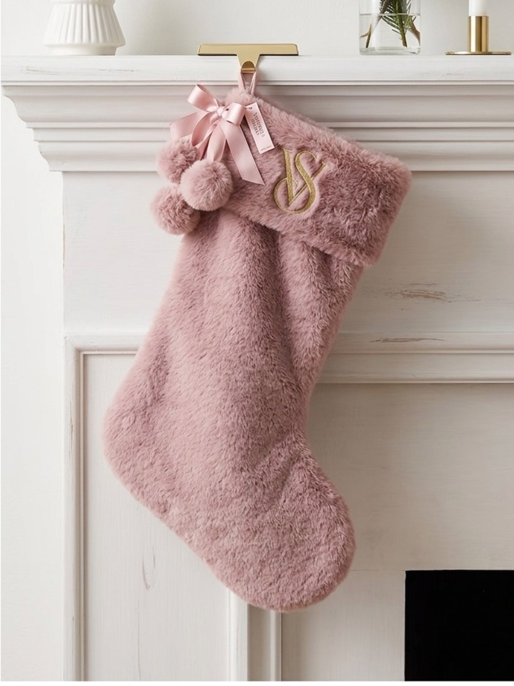 VICTORIA’S SECRET | BNWT Mauve Faux Fur Christmas Stocking